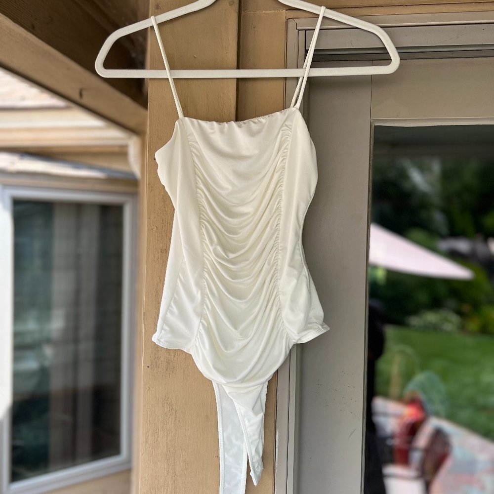 White Cinched Bodysuit - Size S